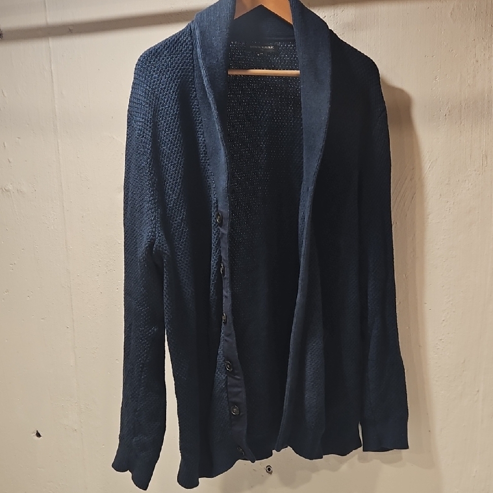 Classic Navy Cardigan Sweater for Men